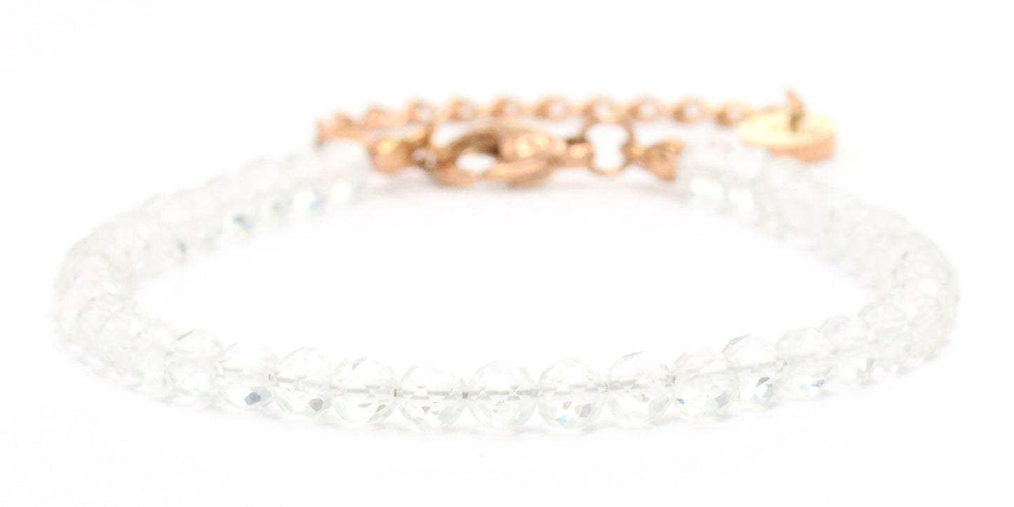Bergkristall Edelstein Armband 4mm facettiert - Länge verstellbar 16-21cm