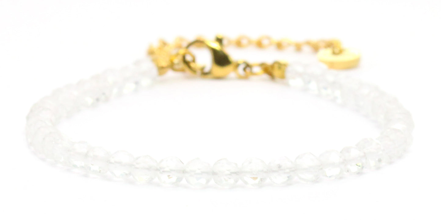 Bergkristall Edelstein Armband 4mm facettiert - Länge verstellbar 16-21cm