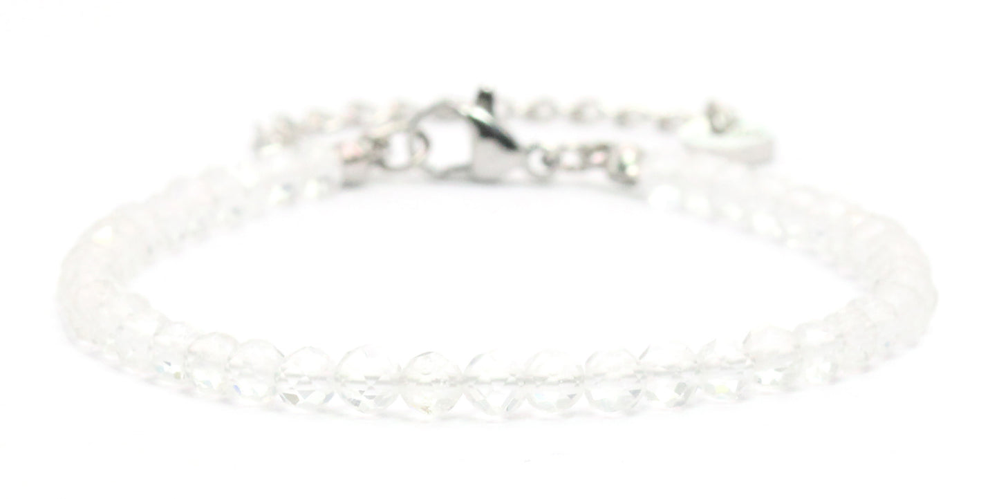 Bergkristall Edelstein Armband 4mm facettiert - Länge verstellbar 16-21cm