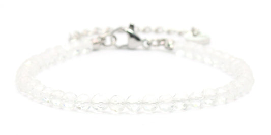 Bergkristall Edelstein Armband 4mm facettiert - Länge verstellbar 16-21cm