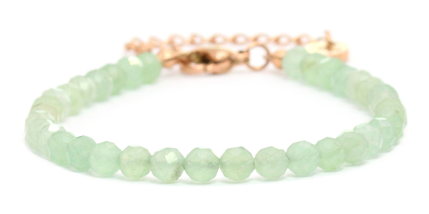 Grüner Aventurin Edelstein Armband 4mm facettiert - Länge verstellbar 16-21cm