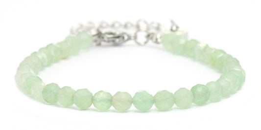 Grüner Aventurin Edelstein Armband 4mm facettiert - Länge verstellbar 16-21cm