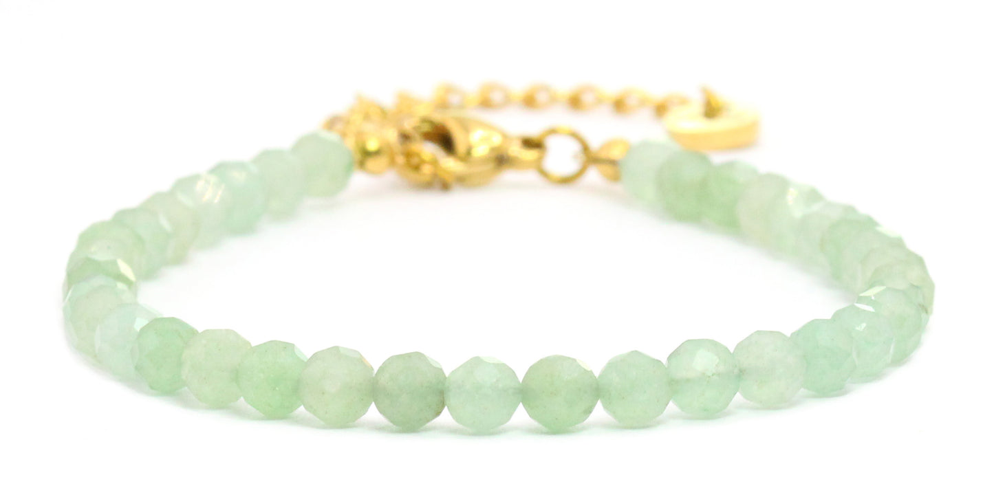 Grüner Aventurin Edelstein Armband 4mm facettiert - Länge verstellbar 16-21cm