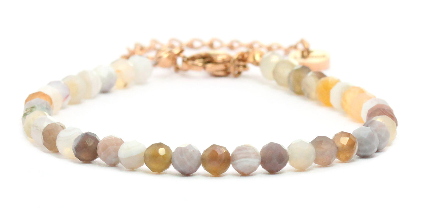 Botswana Achat Edelstein Armband 4mm facettiert - Länge verstellbar 16-21cm
