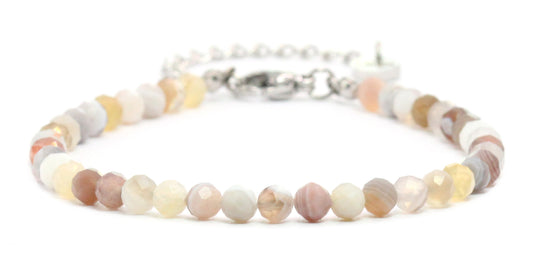 Botswana Achat Edelstein Armband 4mm facettiert - Länge verstellbar 16-21cm