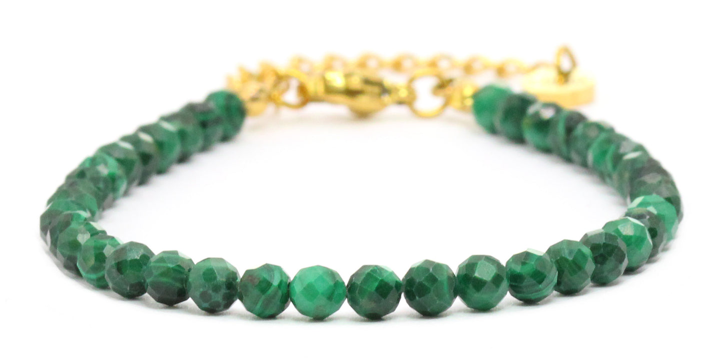 Malachit Edelstein Armband 4mm facettiert - Länge verstellbar 16-21cm