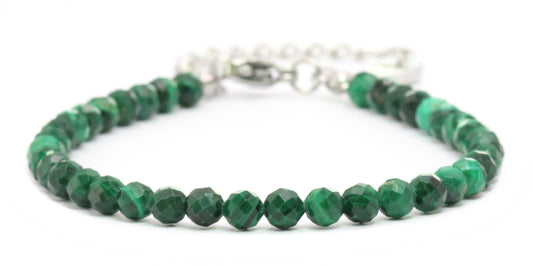 Malachit Edelstein Armband 4mm facettiert - Länge verstellbar 16-21cm