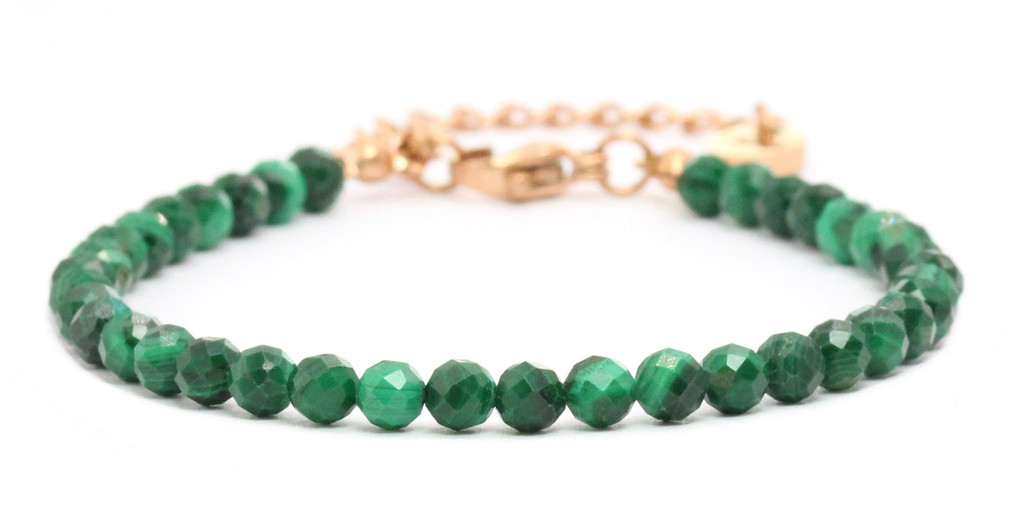 Malachit Edelstein Armband 4mm facettiert - Länge verstellbar 16-21cm