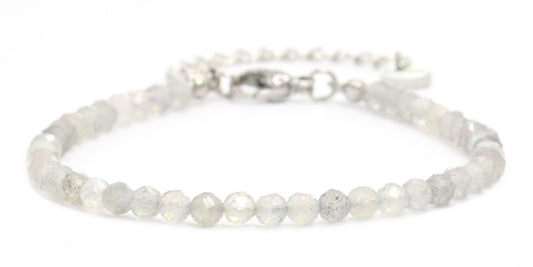 Labradorit Edelstein Armband 4mm facettiert - Länge verstellbar 16-21cm