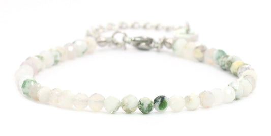 Baumachat Edelstein Armband 4mm facettiert - Länge verstellbar 16-21cm