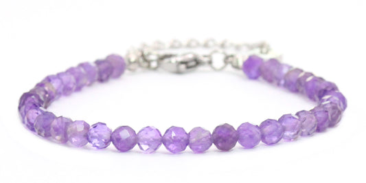 Amethyst Edelstein Armband 4mm facettiert - Länge verstellbar 16-21cm