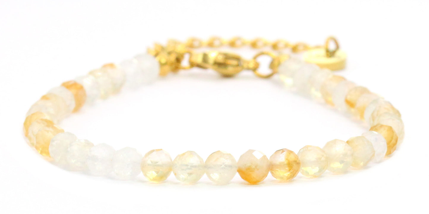 Citrin Edelstein Armband 4mm facettiert - Länge verstellbar 16-21cm