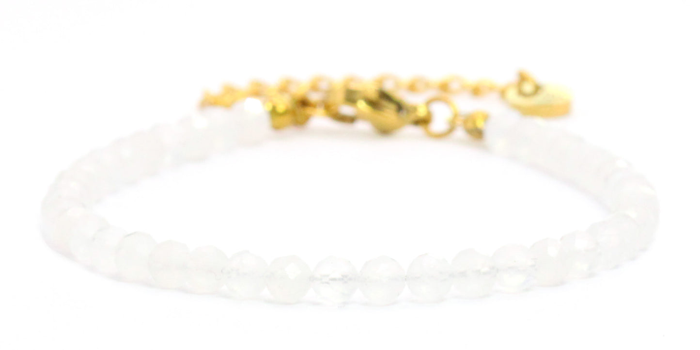 Mondstein Edelstein Armband 4mm facettiert - Länge verstellbar 16-21cm