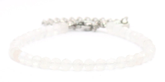 Mondstein Edelstein Armband 4mm facettiert - Länge verstellbar 16-21cm