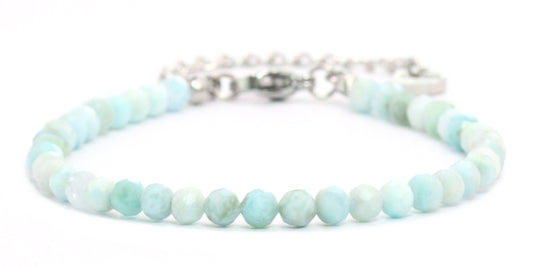 Larimar Edelstein Armband 4mm facettiert - Länge verstellbar 16-21cm