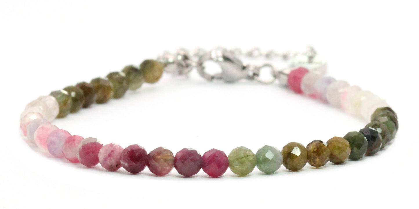 Regenbogenturmalin Edelstein Armband 4mm facettiert - Länge verstellbar 16-21cm