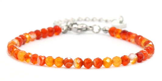 Karneol Edelstein Armband 4mm facettiert - Länge verstellbar 16-21cm