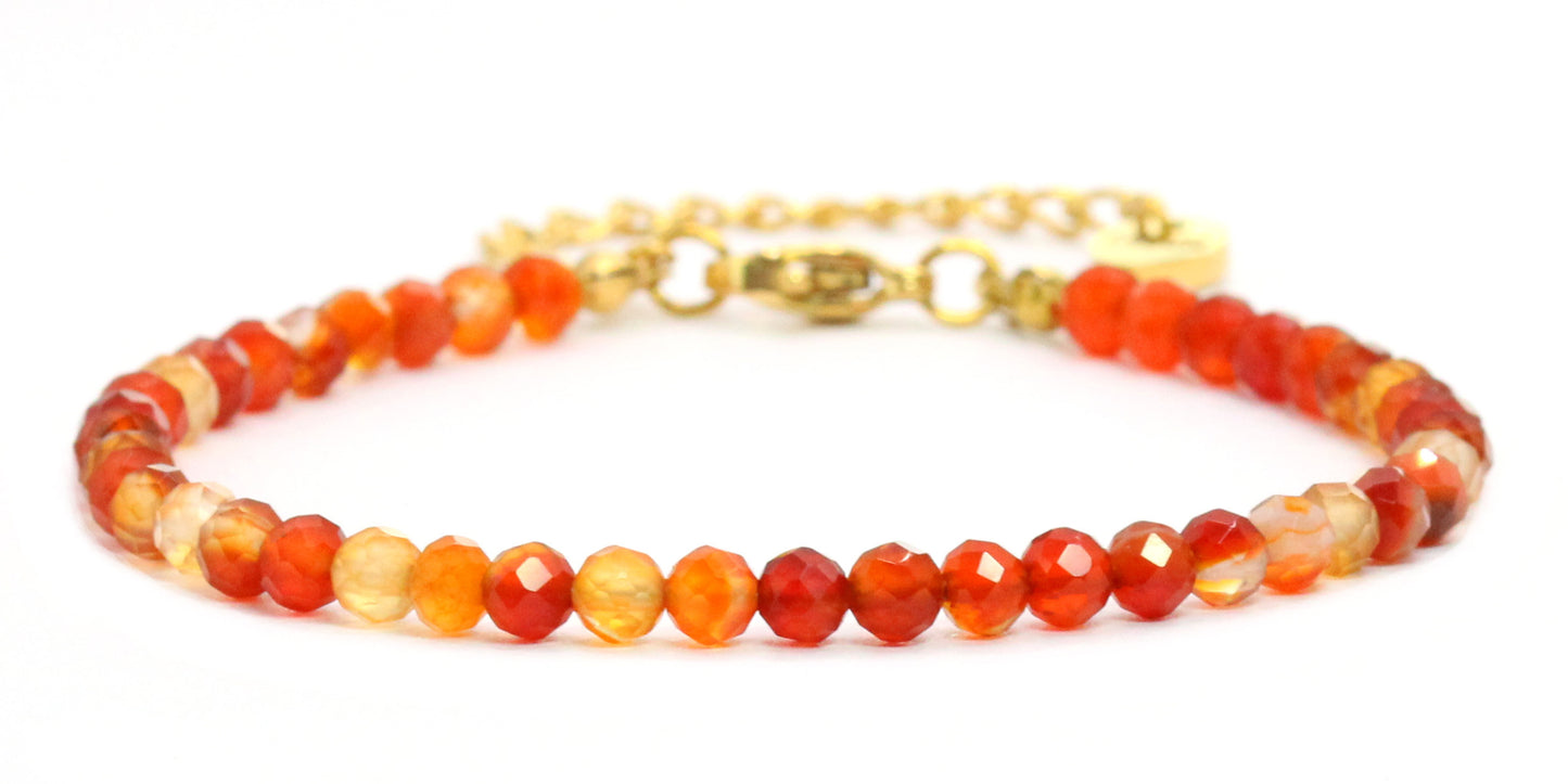 Karneol Edelstein Armband 4mm facettiert - Länge verstellbar 16-21cm