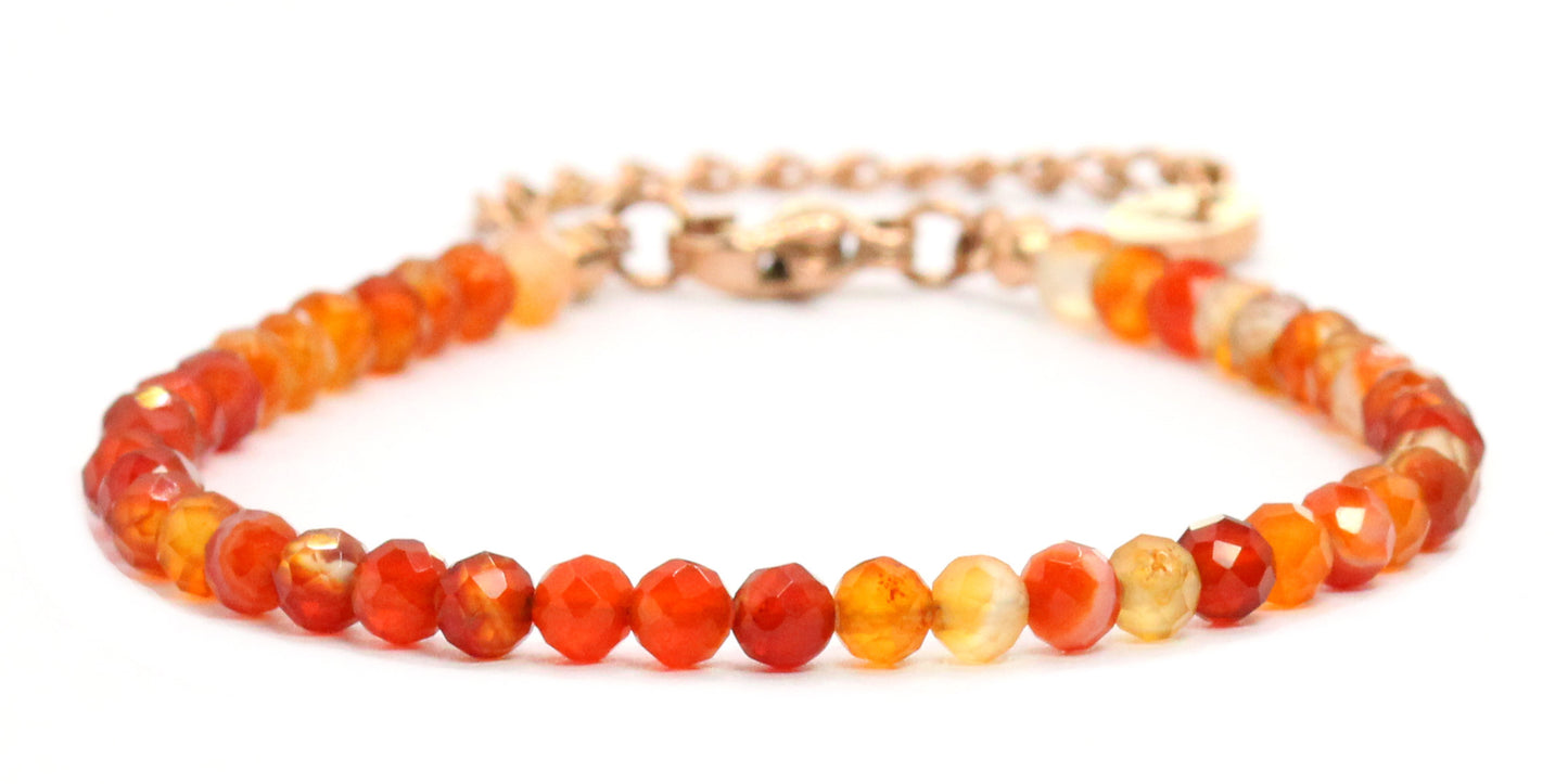 Karneol Edelstein Armband 4mm facettiert - Länge verstellbar 16-21cm