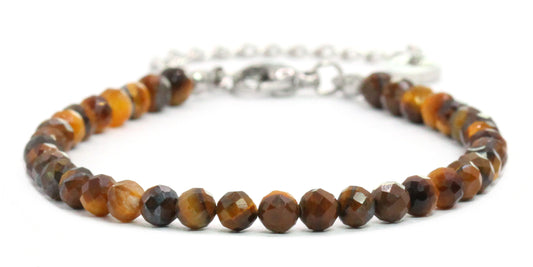Tigerauge Edelstein Armband 4mm facettiert - Länge verstellbar 16-21cm