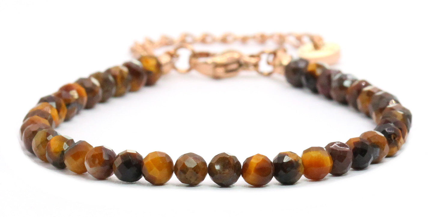 Tigerauge Edelstein Armband 4mm facettiert - Länge verstellbar 16-21cm
