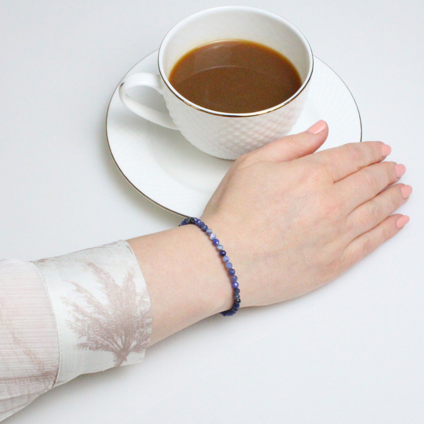 Echtes Sodalith Edelstein Armband 4mm facettiert mit Lebensbaum
