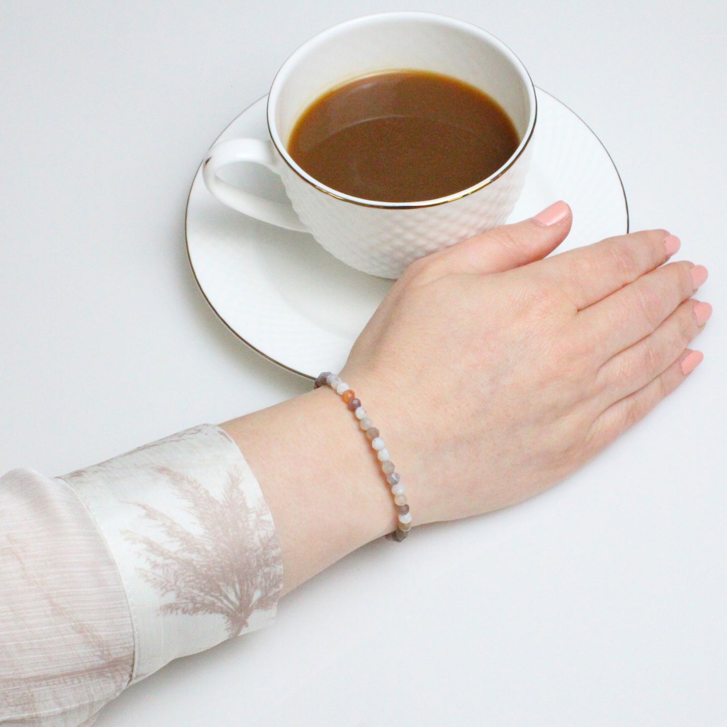 Echtes Botswana Achat Edelstein Armband 4mm facettiert mit Lebensbaum