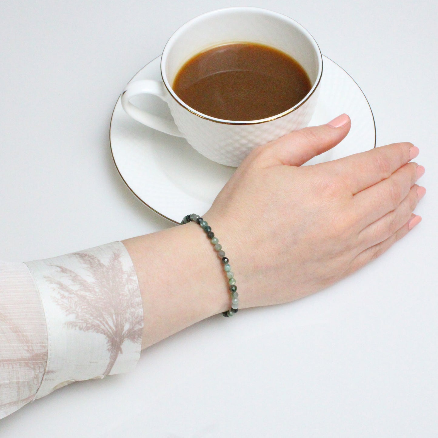 Echtes Smaragd Edelstein Armband 4mm facettiert mit Lebensbaum