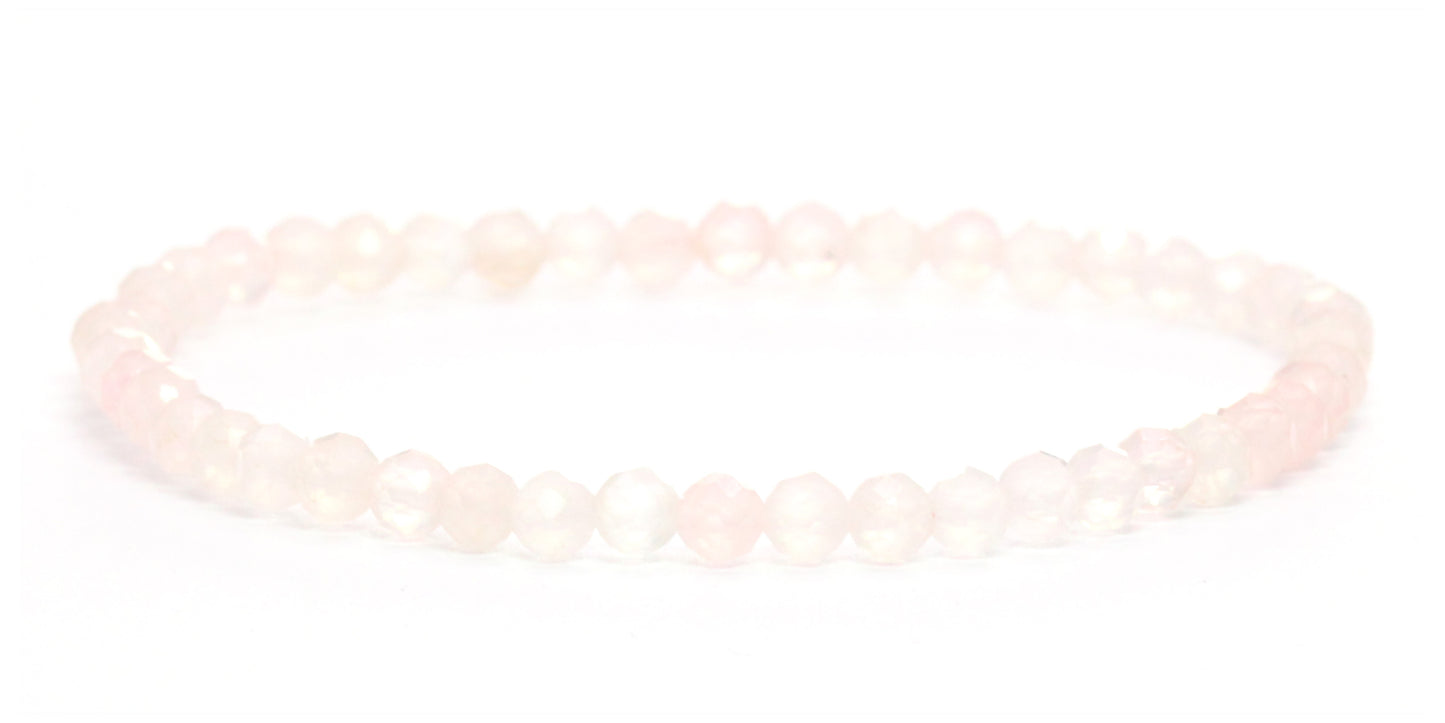 Echtes Rosenquarz Edelstein Armband 4mm facettiert