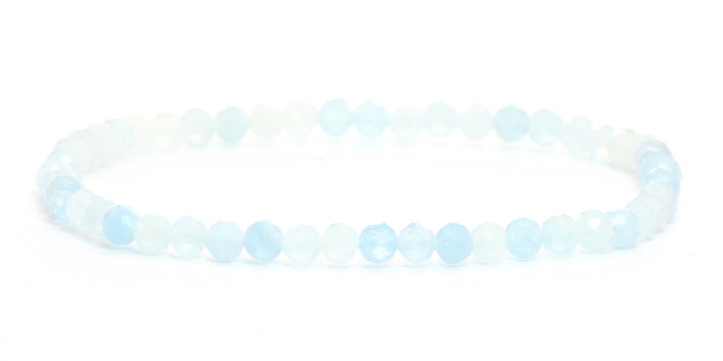 Echtes Aquamarin Edelstein Armband 4mm facettiert