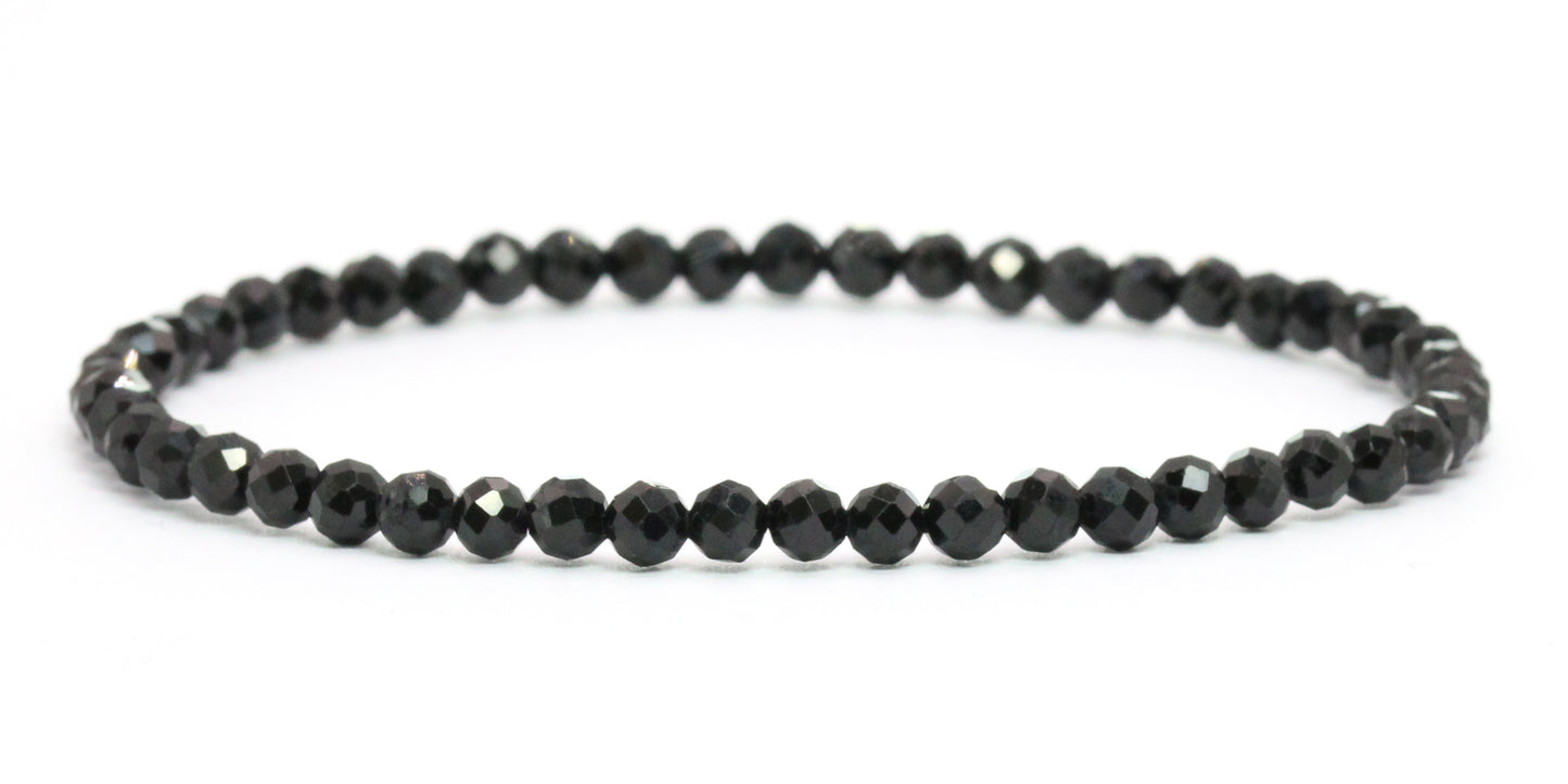 Echtes Schwarzer Turmalin Edelstein Armband 4mm facettiert