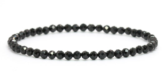 Echtes Schwarzer Turmalin Edelstein Armband 4mm facettiert
