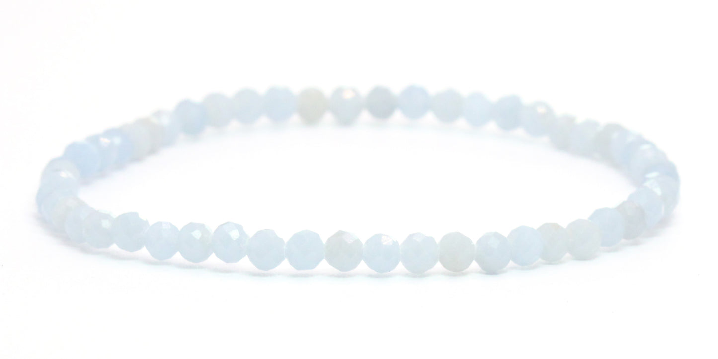 Echtes Blauer Angelit Edelstein Armband 4mm facettiert