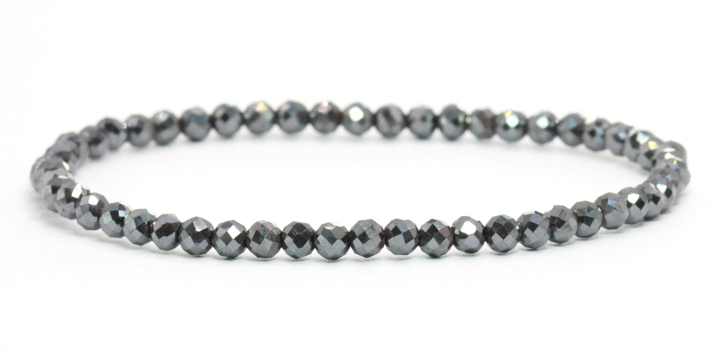 Echtes Hämatit Edelstein Armband 4mm facettiert