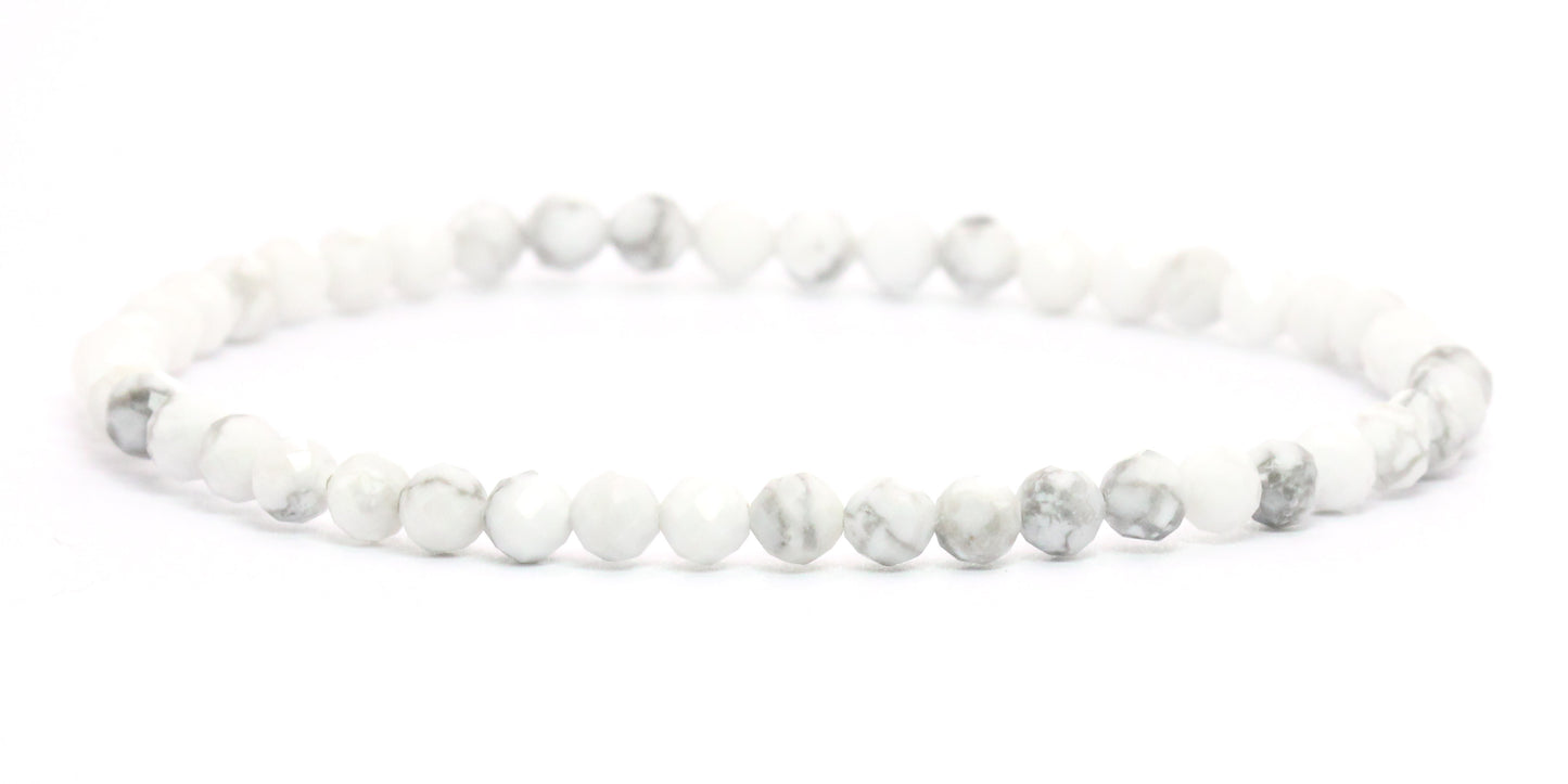 Echtes Howlith Edelstein Armband 4mm facettiert
