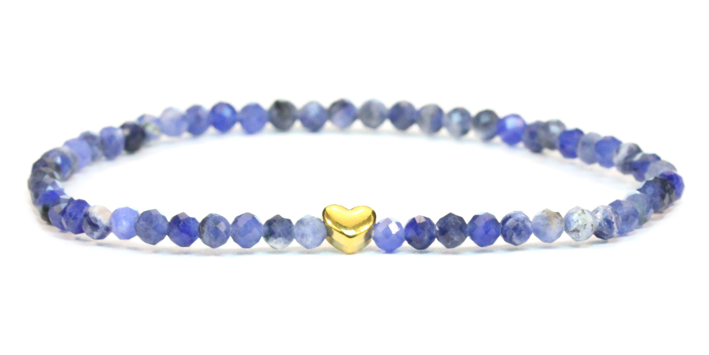 Sodalith Edelstein Armband 4mm facettiert mit Herz