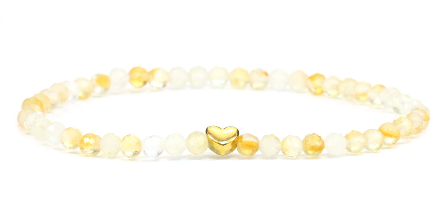 Citrin Edelstein Armband 4mm mit Herz