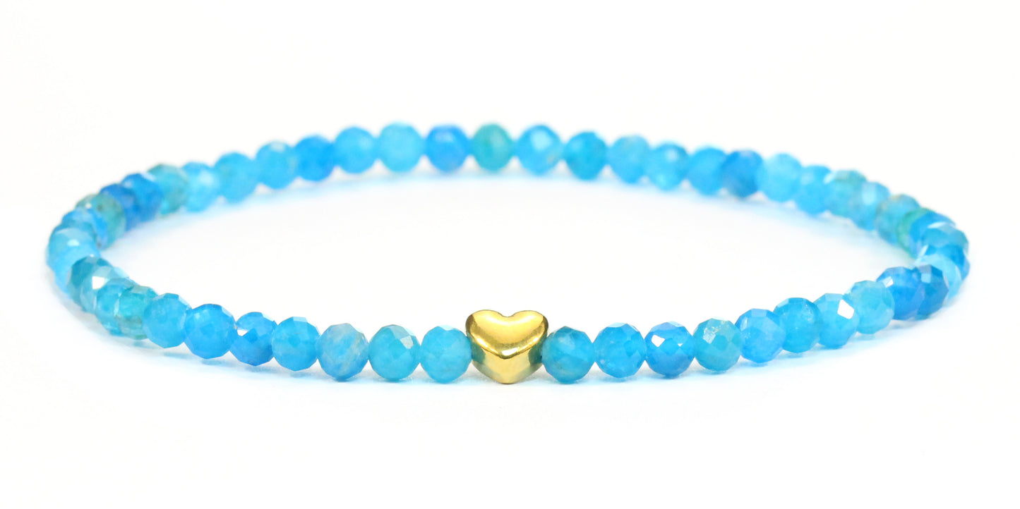Apatit Edelstein Armband 4mm facettiert mit Herz
