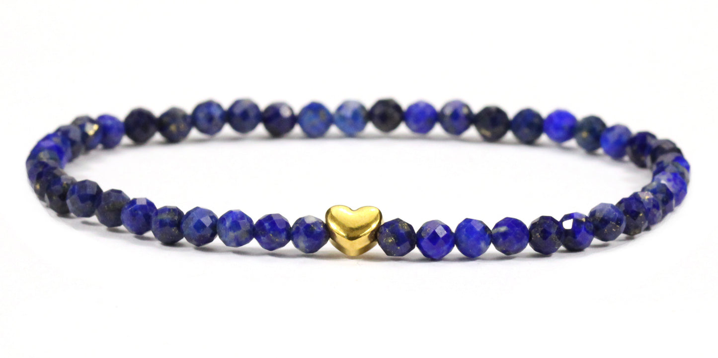 Lapislazuli Edelstein Armband 4mm facettiert mit Herz