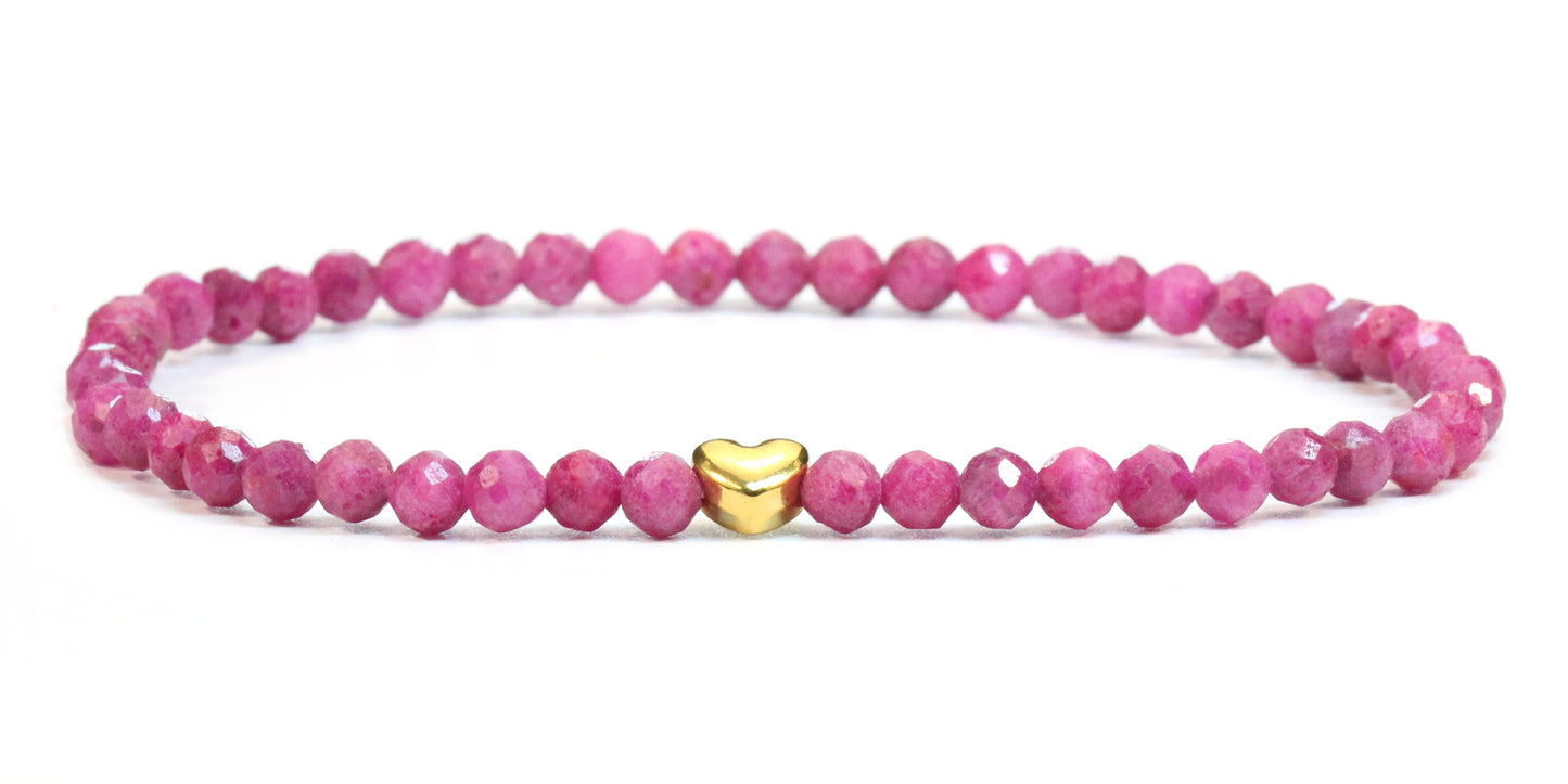 Rubin Edelstein Armband 4mm mit Herz