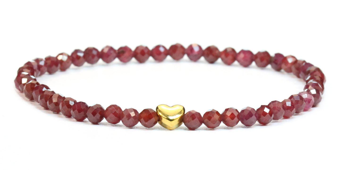 Granat Edelstein Armband 4mm facettiert mit Herz