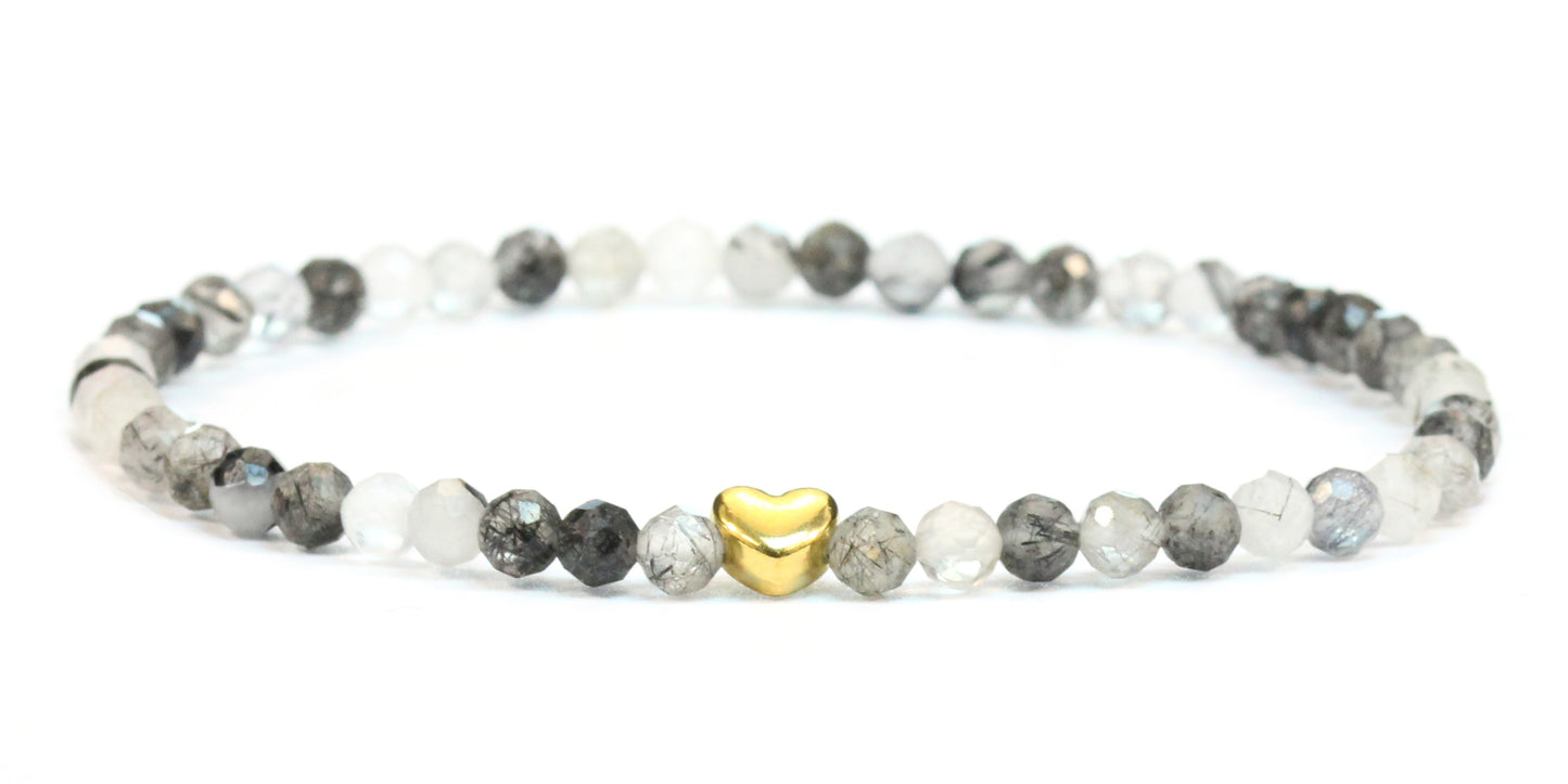 Turmalinquarz Edelstein Armband 4mm facettiert mit Herz