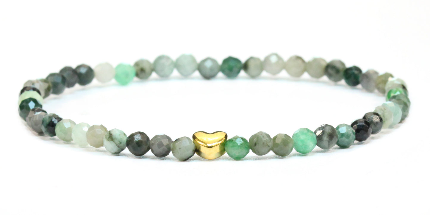 Smaragd Edelstein Armband 4mm facettiert mit Herz