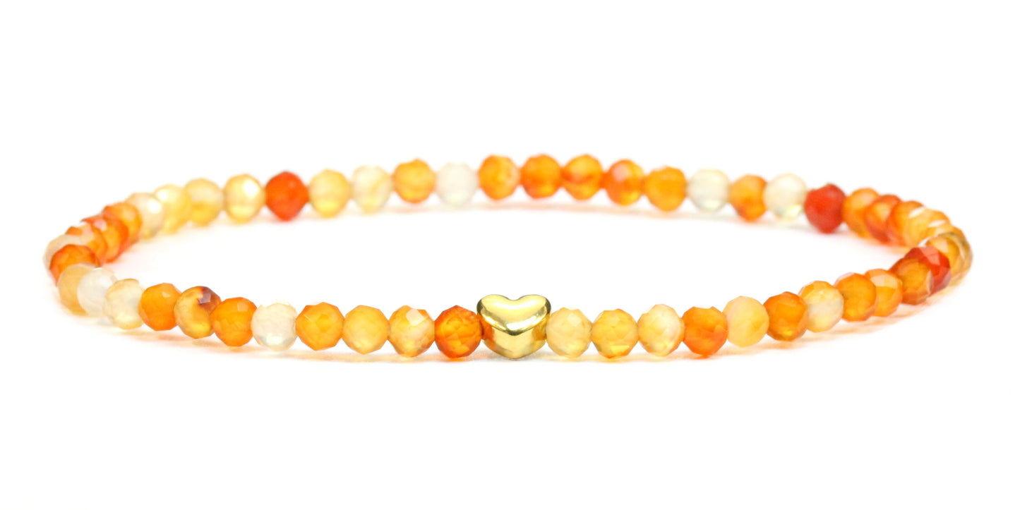 Karneol Edelstein Armband 4mm mit Herz