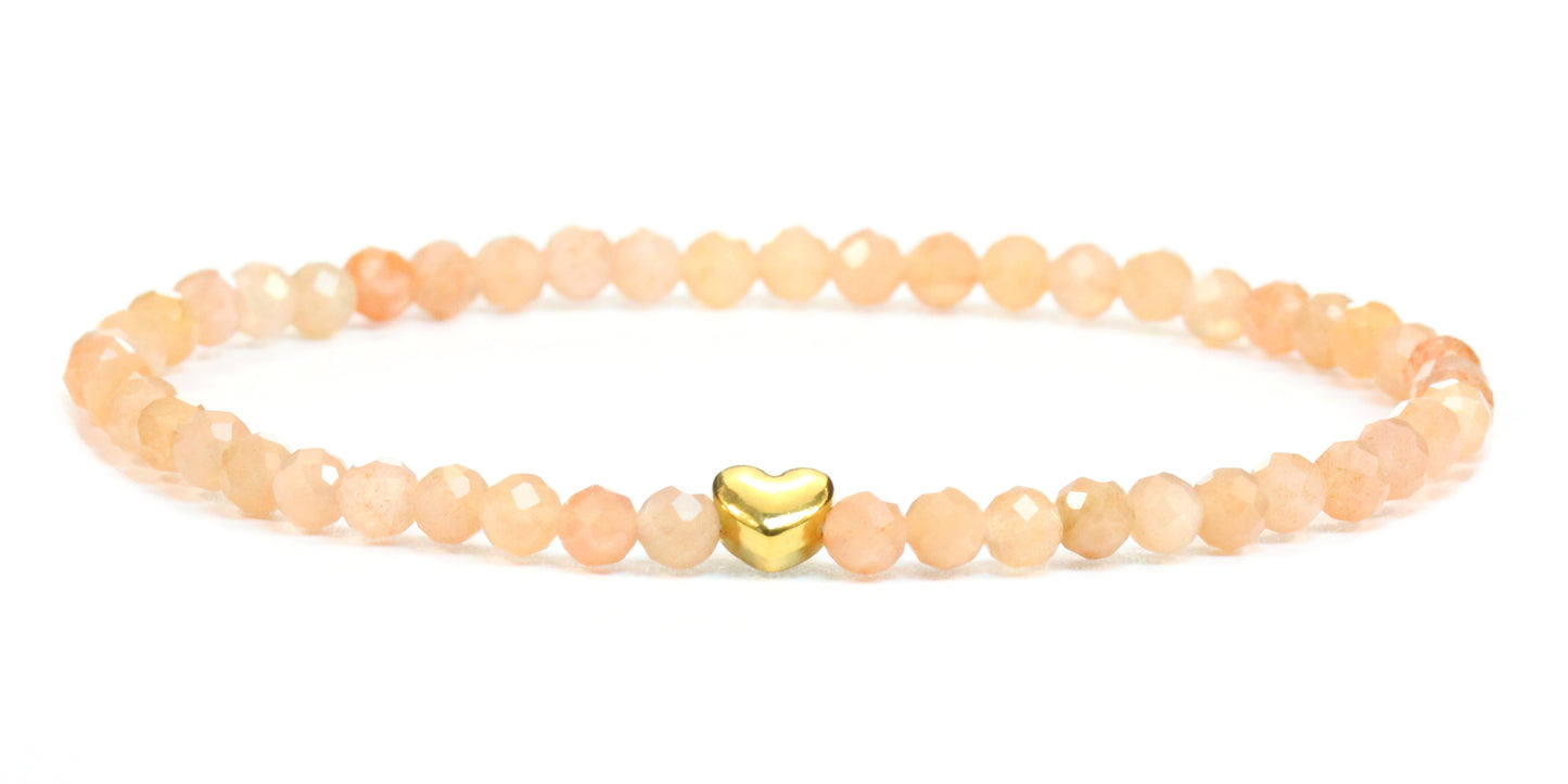 Sonnenstein Edelstein Armband 4mm facettiert mit Herz