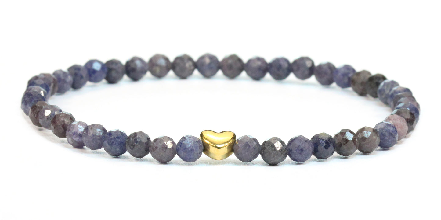 Saphir Edelstein Armband 4mm facettiert mit Herz