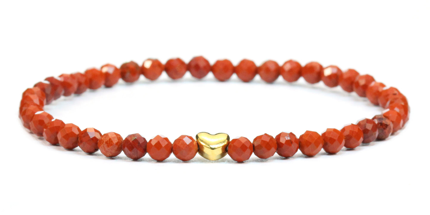 Roter Jaspis Edelstein Armband 4mm facettiert mit Herz