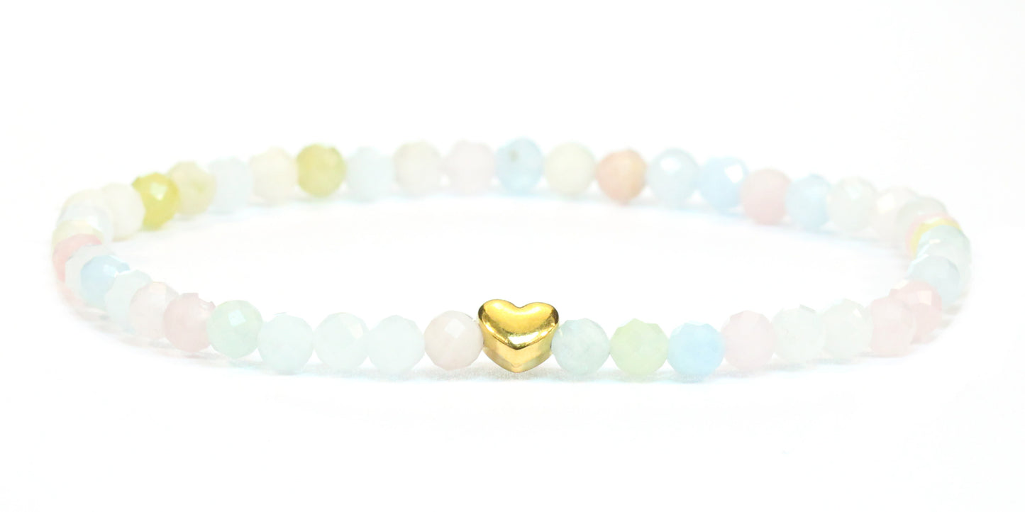 Morganit Edelstein Armband 4mm facettiert mit Herz