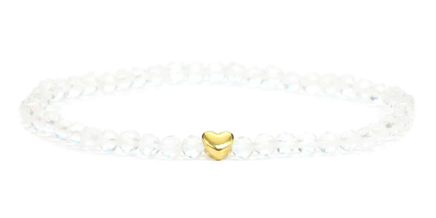 Bergkristall Edelstein Armband 4mm Herz