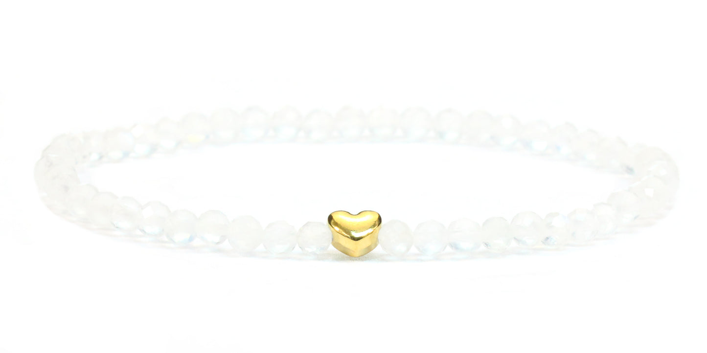 Mondstein Edelstein Armband 4mm mit Herz